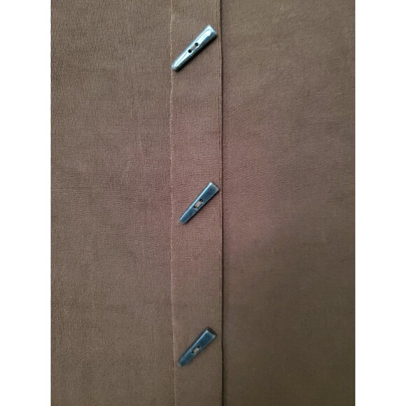 Chico's Travelers Brown Slinky Knit Open Front Jacket Button-Back Size 1 Medium - Picture 5 of 8